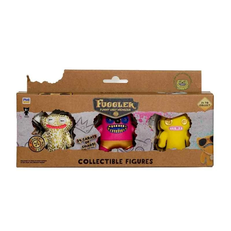 (Fuggler) Funky Toothbone Figurines S3 Gold Series 3-Pack (Random Shipment)
